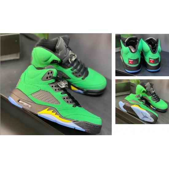 Air Jordan 5 Retro Oregon Ducks Green Yellow Men Shoes
